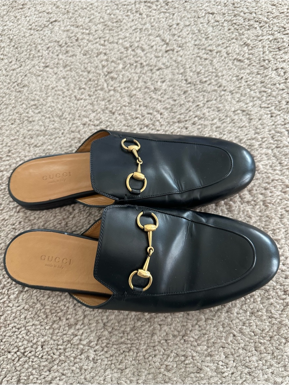 Gucci Black Leather Horsebit Backless Loafer Mules Women’s